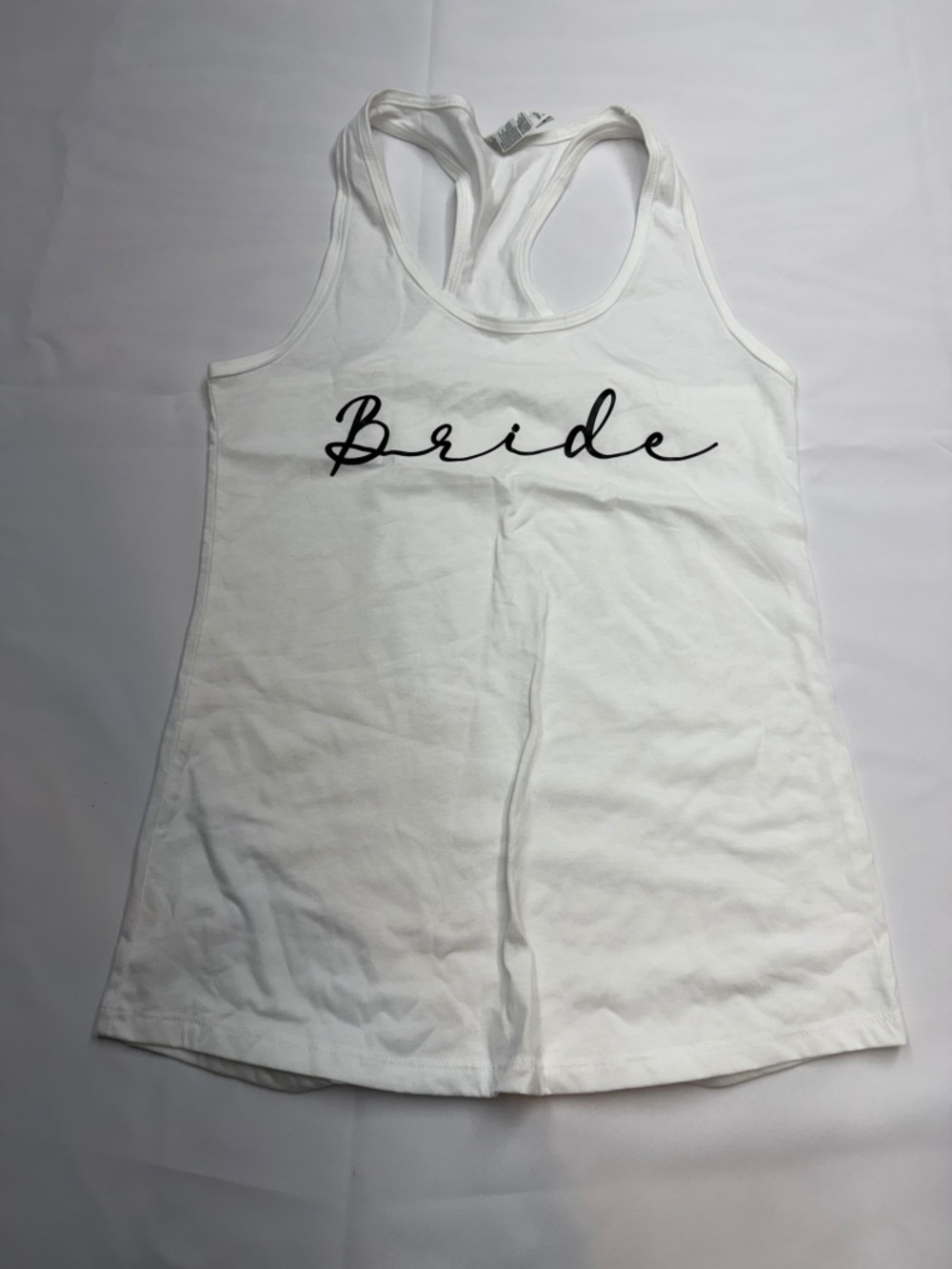 NEXT LEVEL New Womens Medium White Black Cursive Bachelorette Wedding Tank Top